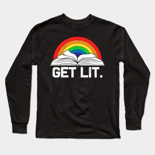 Vintage Retro Get Lit With Book Long Sleeve T-Shirt